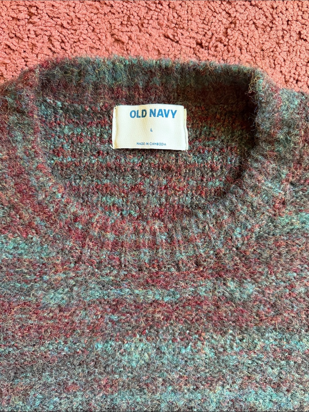 Old Navy Striped Crewneck Sweater - Teal and Brown - Picture 3 of 3
